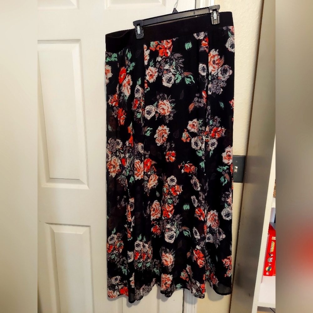 Torrid Chiffon Floral Maxi Skirt with Built-In Shorts